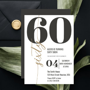 Invitation Moderne élégante calligraphie SIXTY 60e anniversai