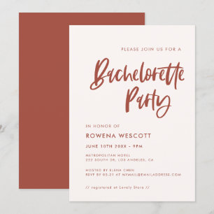 Invitation Moderne élégante fête de Bachelorte rose neige