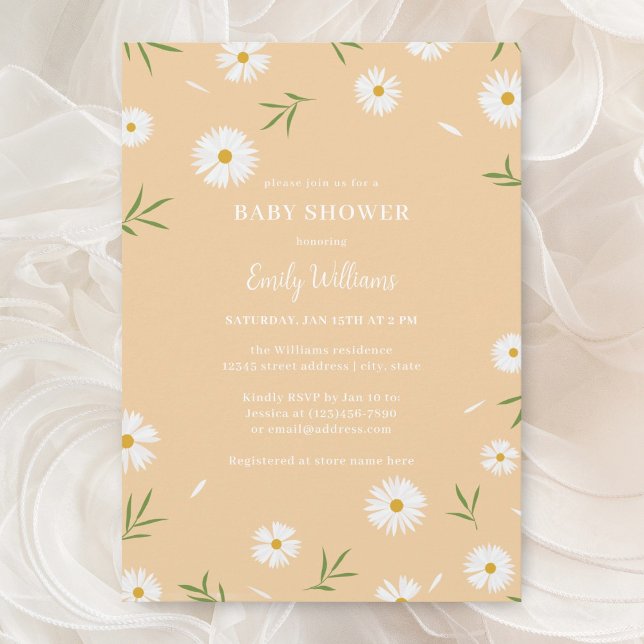 Invitation Moderne Élégante marguerite Baby shower neutre pou (Créateur téléchargé)