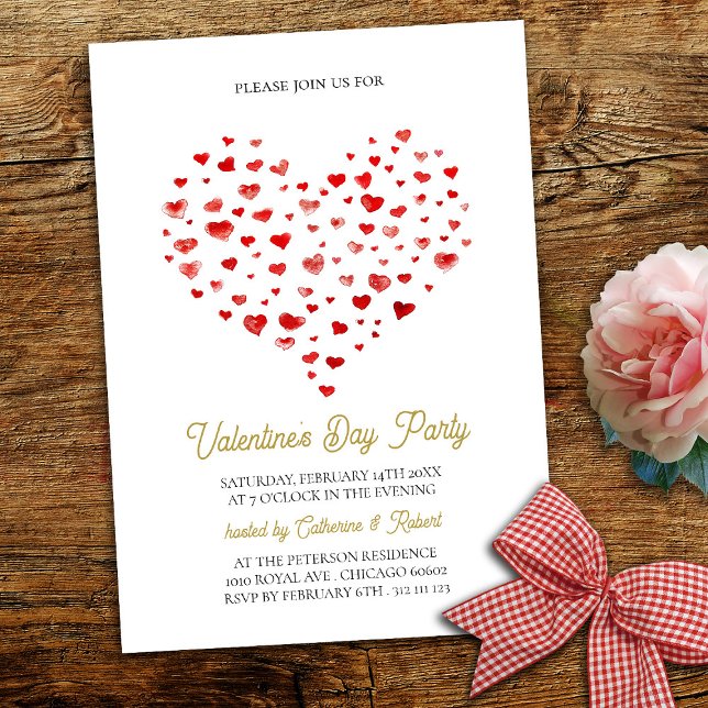 Invitation Moderne élégante Saint Valentin Fête des Coeurs ro (Créateur téléchargé)