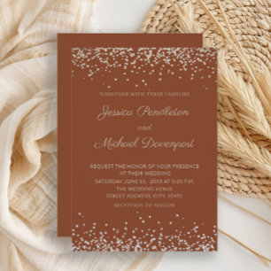 Invitation Moderne Élégante Terracotta Mariage Paillettes Dor