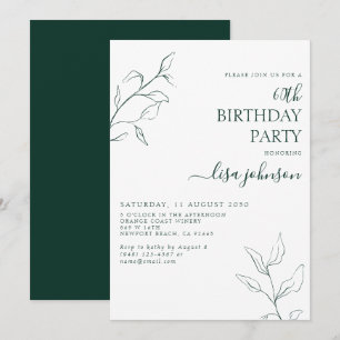 Invitation Moderne Emerald Green Botanical 60e anniversaire