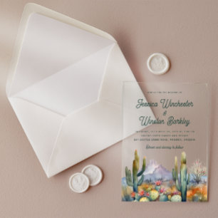 Invitation moderne en acrylic Cactus de désert en 