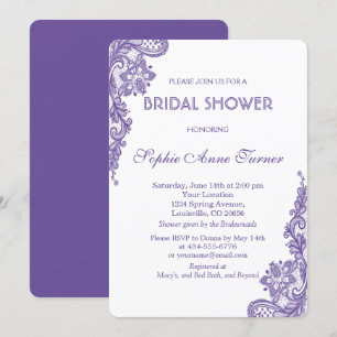 Invitation moderne en dentelle violette nuptiale