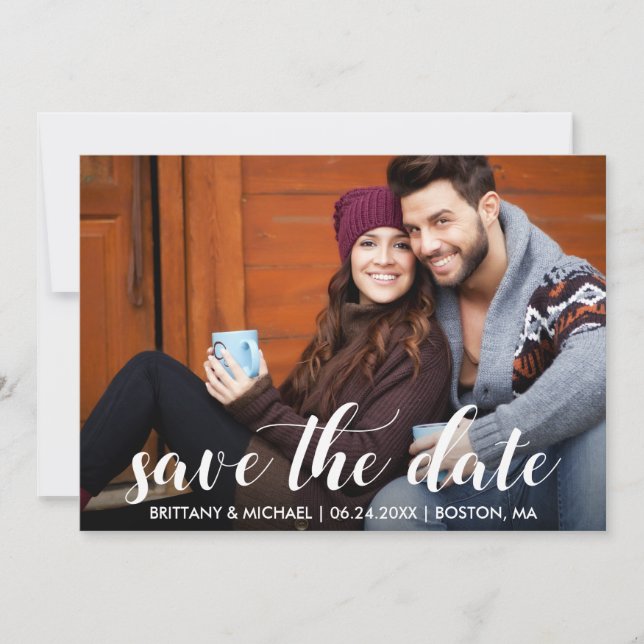 Invitation Moderne Enregistrer la date Fiançailles Photo WS (Devant)