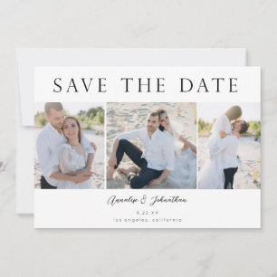 Invitation Moderne Enregistrer la Date Trois Photo V2