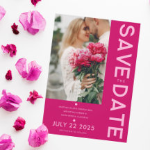 Moderne et Audacieuse Photo Magenta Save The Date