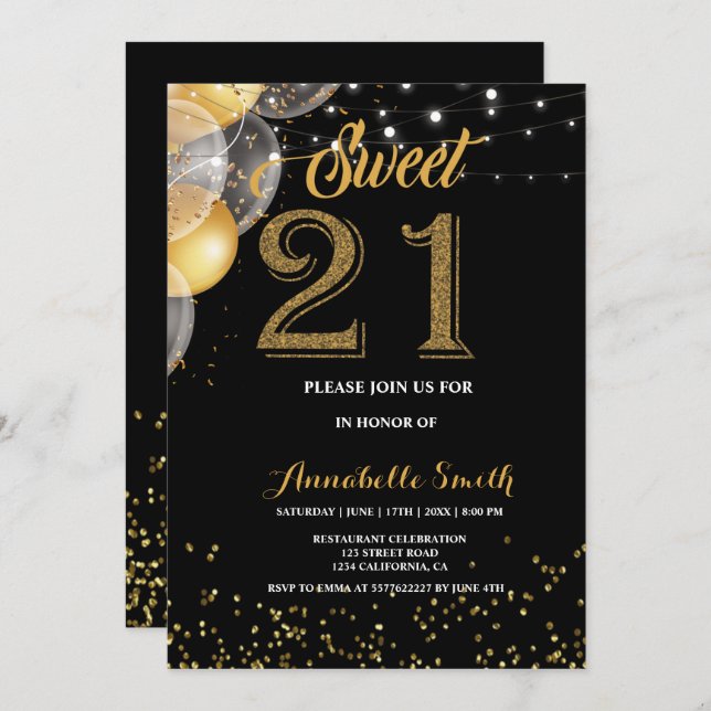 Invitation Moderne et élégant sucré 21 (Devant / Derrière)