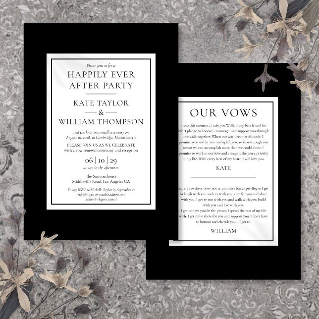 Invitation Moderne Et Heureux Jamais Après Les Vaches Mariage (Modern Happily Ever After Party Wedding Vows Invitation)
