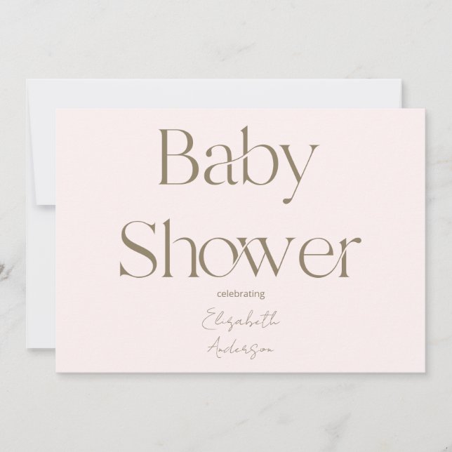 Invitation Moderne et simple Baby shower Blush et Gold (Devant)