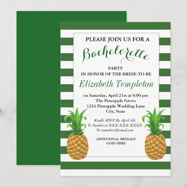 Invitation moderne et verdoyant pour ananas (Devant / Derrière)