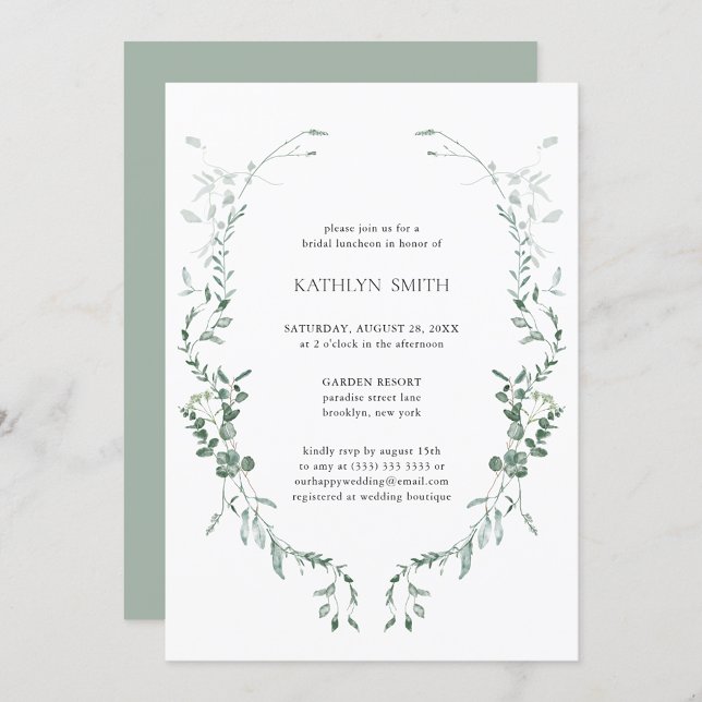 Invitation Moderne Eucalyptus Verdure Élégant Déjeuner nuptia (Créateur téléchargé)