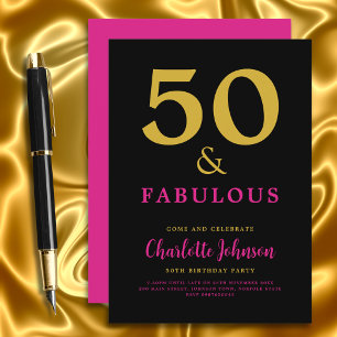 Invitation Moderne Fête d'Anniversaire de 50 ans Élégante Ros