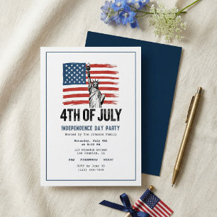 Invitation Moderne fête de barbecue patriotique minimaliste d