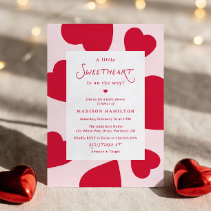 Invitation Moderne Fête de Bébé Saint-Valentin A Little Sweet