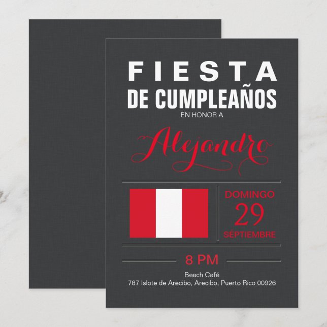 Invitation Moderne : Fête Péruvienne (Devant / Derrière)