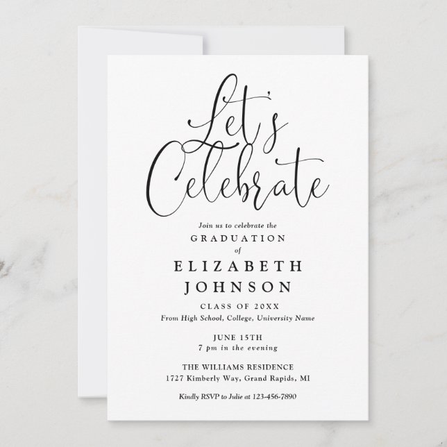 Invitation Moderne Fêtons la fête de graduation de script (Devant)
