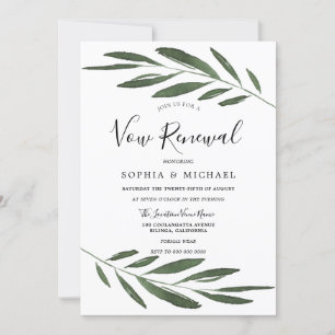 Invitation Moderne Feuille verte Élégant renouveau Vow