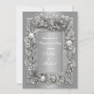 Invitation moderne fiançailles chic gloire feuille d'argent p