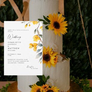 Invitation Moderne Fleurs Jaunes Ensemble Avec Mariage