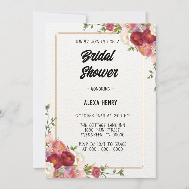 Invitation Moderne floral boho (Devant)
