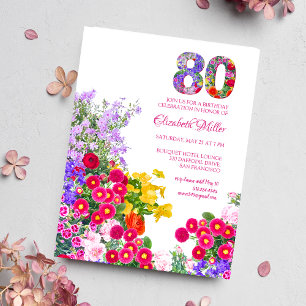 Invitation moderne florale pour les 80 ans