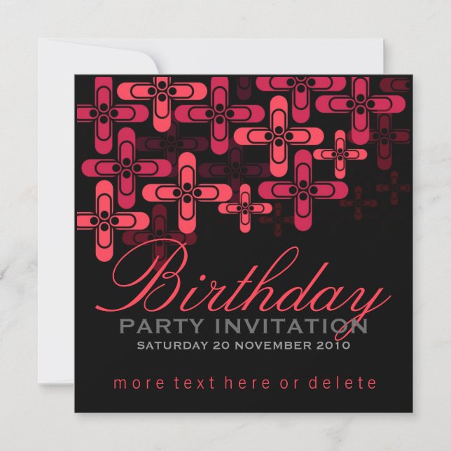 Invitation Moderne Funky Stylish Party Anniversaire Invitatio (Devant)