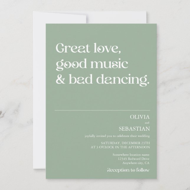Invitation Moderne Funny Minimal Typographie Sage Green Maria (Devant)