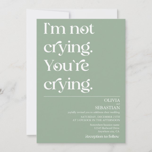 Invitation Moderne Funny Minimal Typographie Sage Green Maria (Devant)