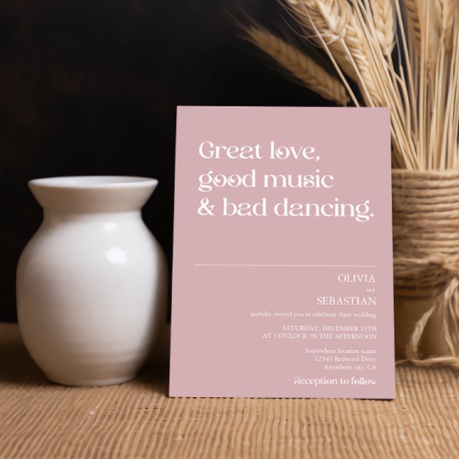 Invitation Moderne Funny Minimale Typographie Dusty Rose Mari (Créateur téléchargé)