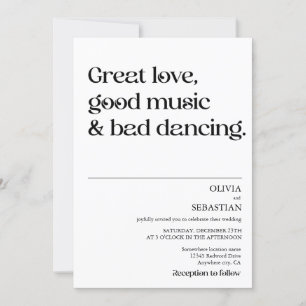 Invitation Moderne Funny minimaliste Typographie Mariage blan