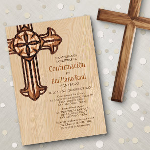 Invitation Moderne Garçons Adultes Confirmation espagnole