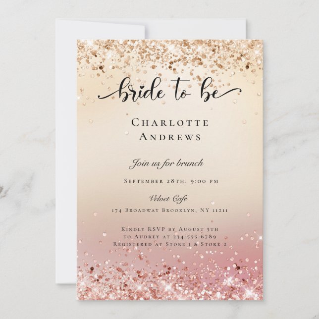 Invitation Moderne, Glitter Bride to be (Devant)