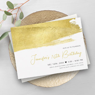 Invitation Moderne Gold Faux Foil Paint Sweet 16