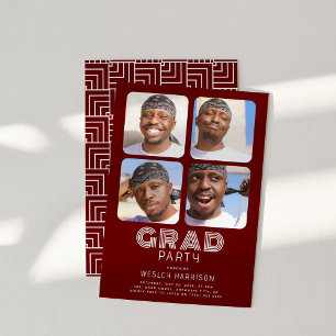 Invitation Moderne Graduate 4x photo collage GRAD Party