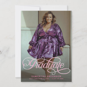 Invitation Moderne Graduate Pink 2 Photos Graduation Party