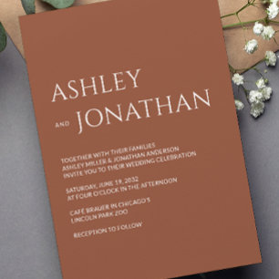 Invitation Moderne Gras & Mariage minimaliste