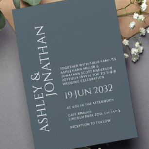 Invitation Moderne Gras & Mariage minimaliste