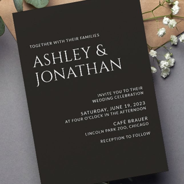 Invitation Moderne Gras & Mariage minimaliste (Créateur téléchargé)