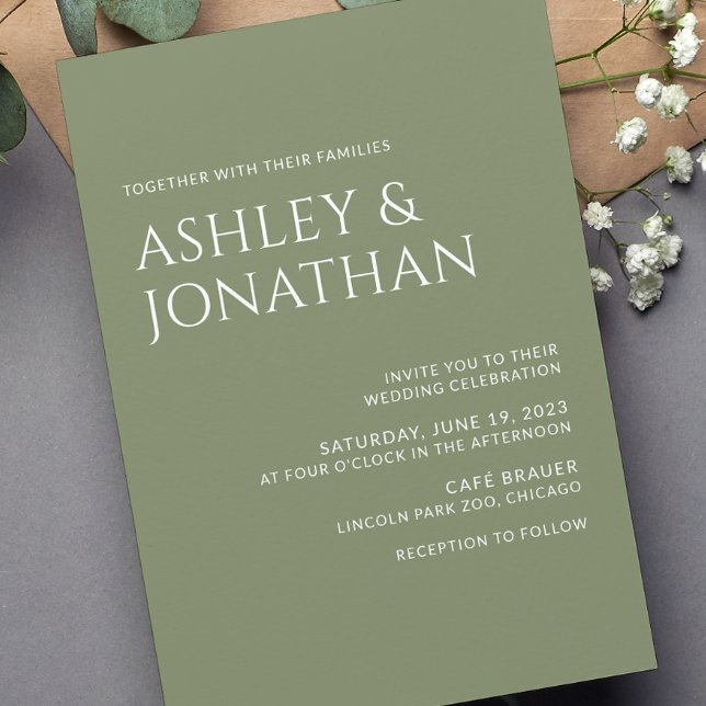 Invitation Moderne Gras & Mariage minimaliste (Créateur téléchargé)