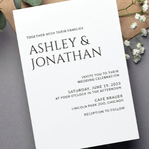 Invitation Moderne Gras & Mariage minimaliste
