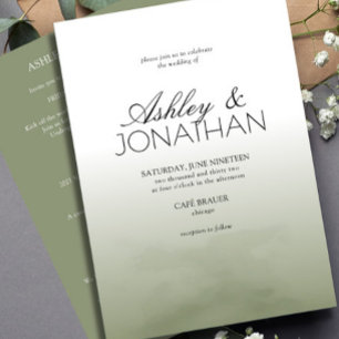 Invitation Moderne Gras & Minimaliste Mariage Sage Tout-en-un