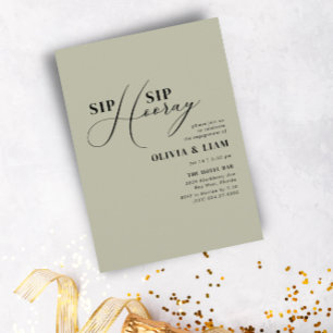 Invitation Moderne Green Sage Sip Sip Hooray