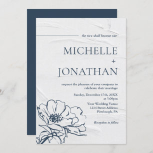 Invitation Moderne Gris Bleu Simple Rose Mariage chrétien