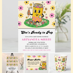 Invitation Moderne Groovy Daisy Rose Jaune Elle est Prête à É