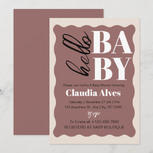 Invitation Moderne Hello Baby Terracotta Baby shower minimal