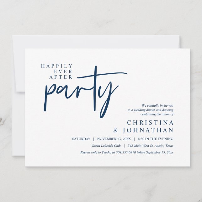 Invitation Moderne Heureux Jamais Après Le Dîner Mariage De F (Devant)