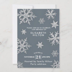 Invitation Moderne hiver merveilleux flocons de neige robe do