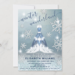 Invitation Moderne hiver merveilleux princesse robe douce 16