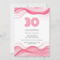 Invitation moderne Hot Pink 30e anniversaire